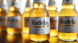 In this photo illustration, bottles of Modelo Especial beer sit on a table on June 14, 2023 in Los Angeles, California. The Mexican lager which is brewed by Constellation Brands became the top-selling beer in the United States in the month of May, overtaking Bud Light, which is brewed by Anheuser-Busch. A post by transgender influencer Dylan Mulvaney about a personalized can of Bud Light stirred conservative boycotts of the American beer. A recent trend of drinkers choosing more Mexican beers and spirits has also uplifted the Modelo brand.
