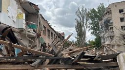 A view shows buildings destroyed by a Russian air strike, amid Russia's attack on Ukraine, in Orikhiv, Zaporizhzhia region, Ukraine July 10, 2023. Head of the Zaporizhzhia Regional Military Administration Yurii Malashko via Telegram/Handout via REUTERS ATTENTION EDITORS - THIS IMAGE HAS BEEN SUPPLIED BY A THIRD PARTY. NO ARCHIVES. NO RESALES.