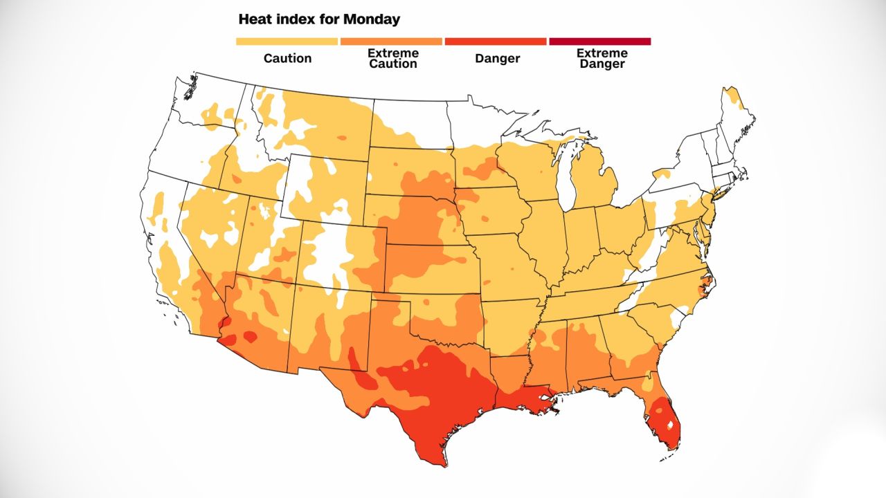 weather heat index Monday
