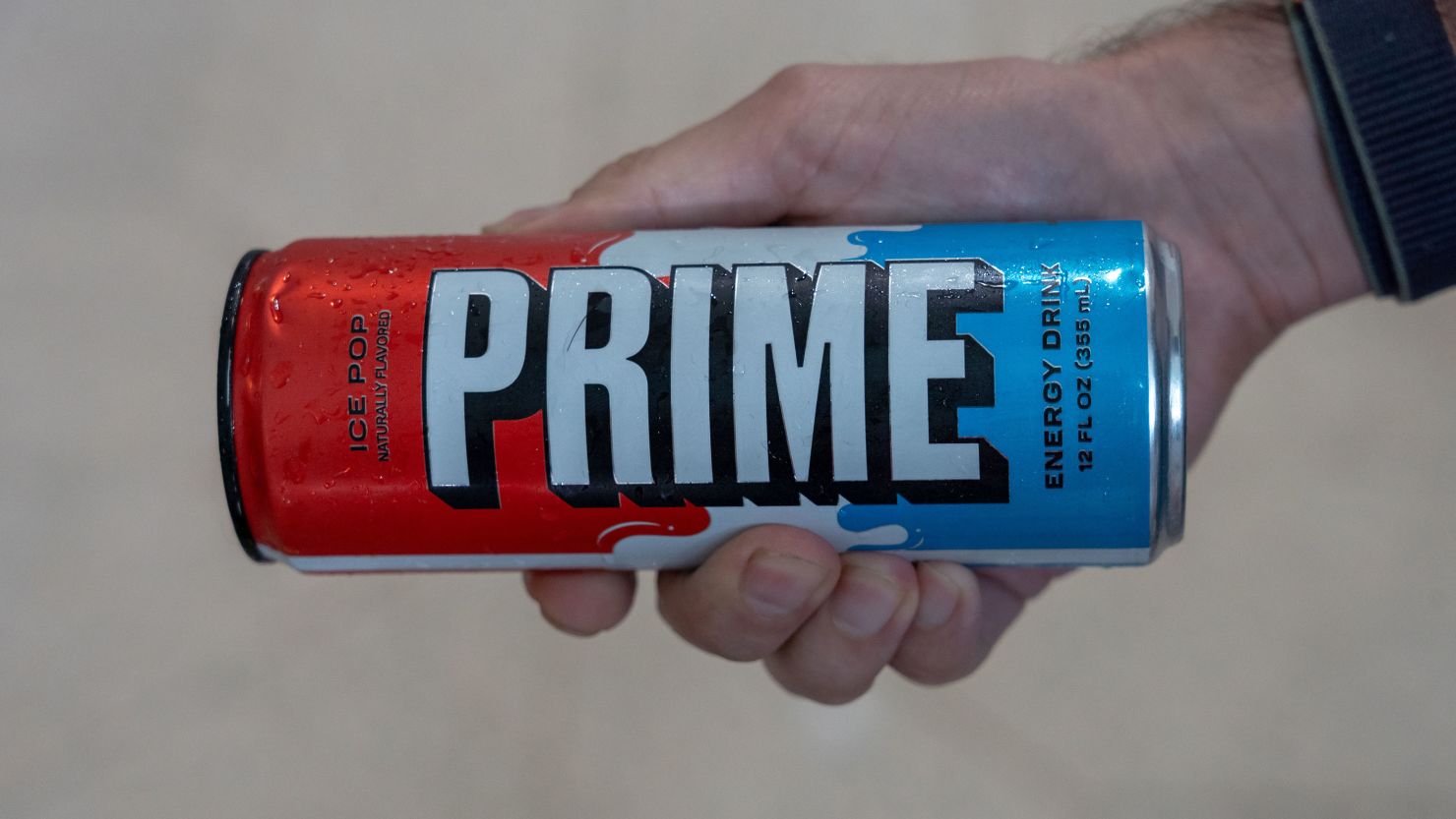 A can of Prime Energy, which has six times more caffeine than a can of Coca-Cola.