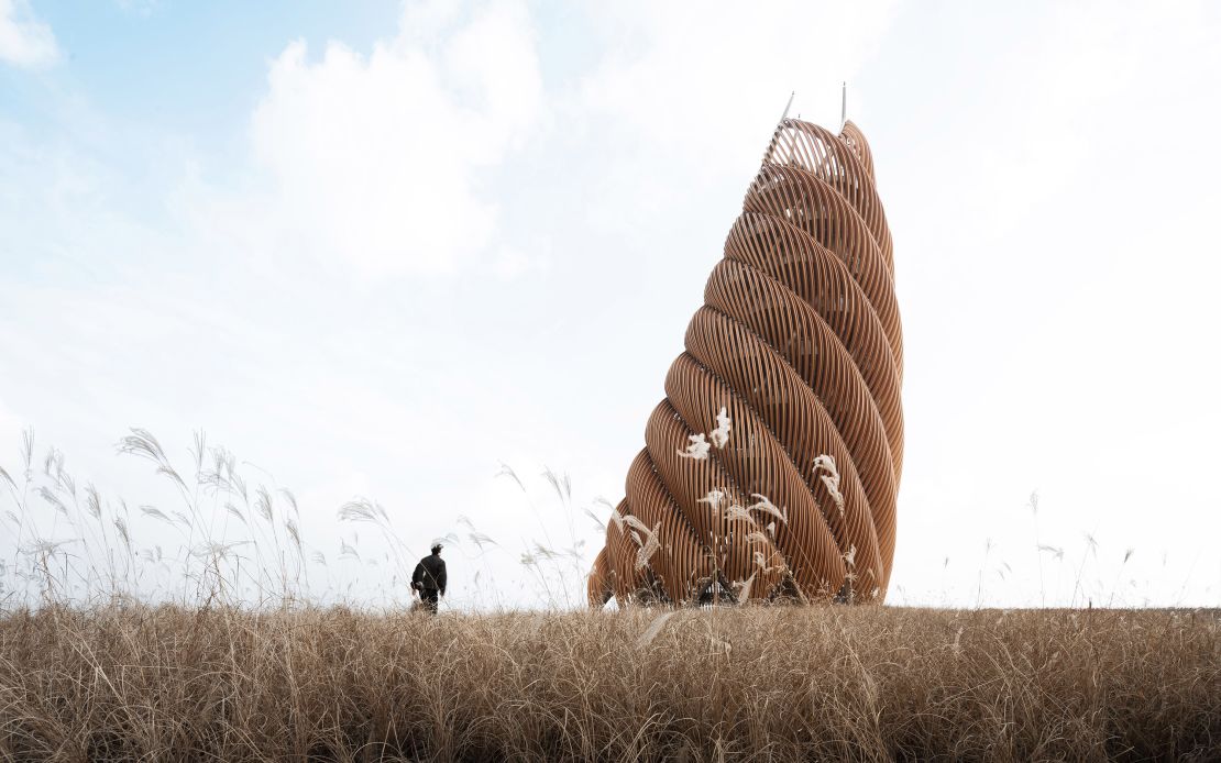 The 11-story Panda Tower in Chengdu, China by Shanghai United Design Group Co., Ltd, serves as a new site for the nonprofit group Chengdu Research Base of Giant Panda Breeding.