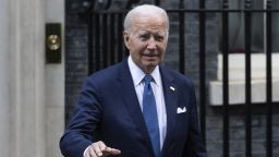 10 Jul 2023 - President of the United States Joe Biden leaves Downing Street in London. President Biden is holding talks with Sunak and King Charles before heading on to the NATO summit in Lithuania. (Photo by Tejas Sandhu / SOPA Images/Sipa USA)(Sipa via AP Images)