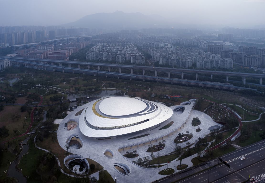 The curvaceous E-sports center by Central-South Architectural Design Institute in Hangzhou, China.