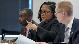 Fulton County District Attorney Fani Willis speaks in court in the Fulton county courthouse, Tuesday, July 11, 2023, in Atlanta. A grand jury being seated Tuesday in Atlanta will likely consider whether criminal charges are appropriate for former President Donald Trump or his Republican allies for their efforts to overturn his 2020 election loss in Georgia. (AP Photo/Brynn Anderson)
