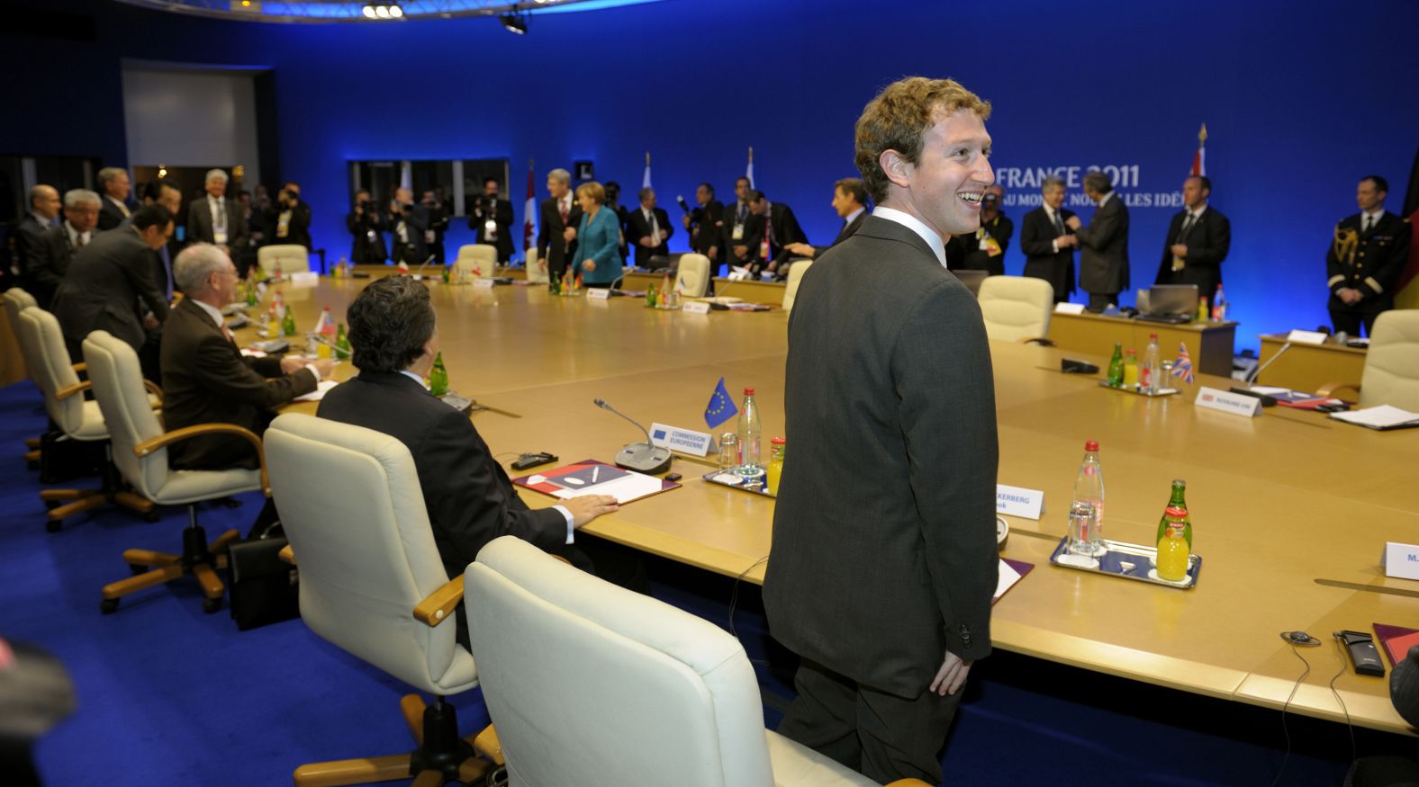 Zuckerberg attends a roundtable session at the G8 Summit in Deauville, France, in May 2011.