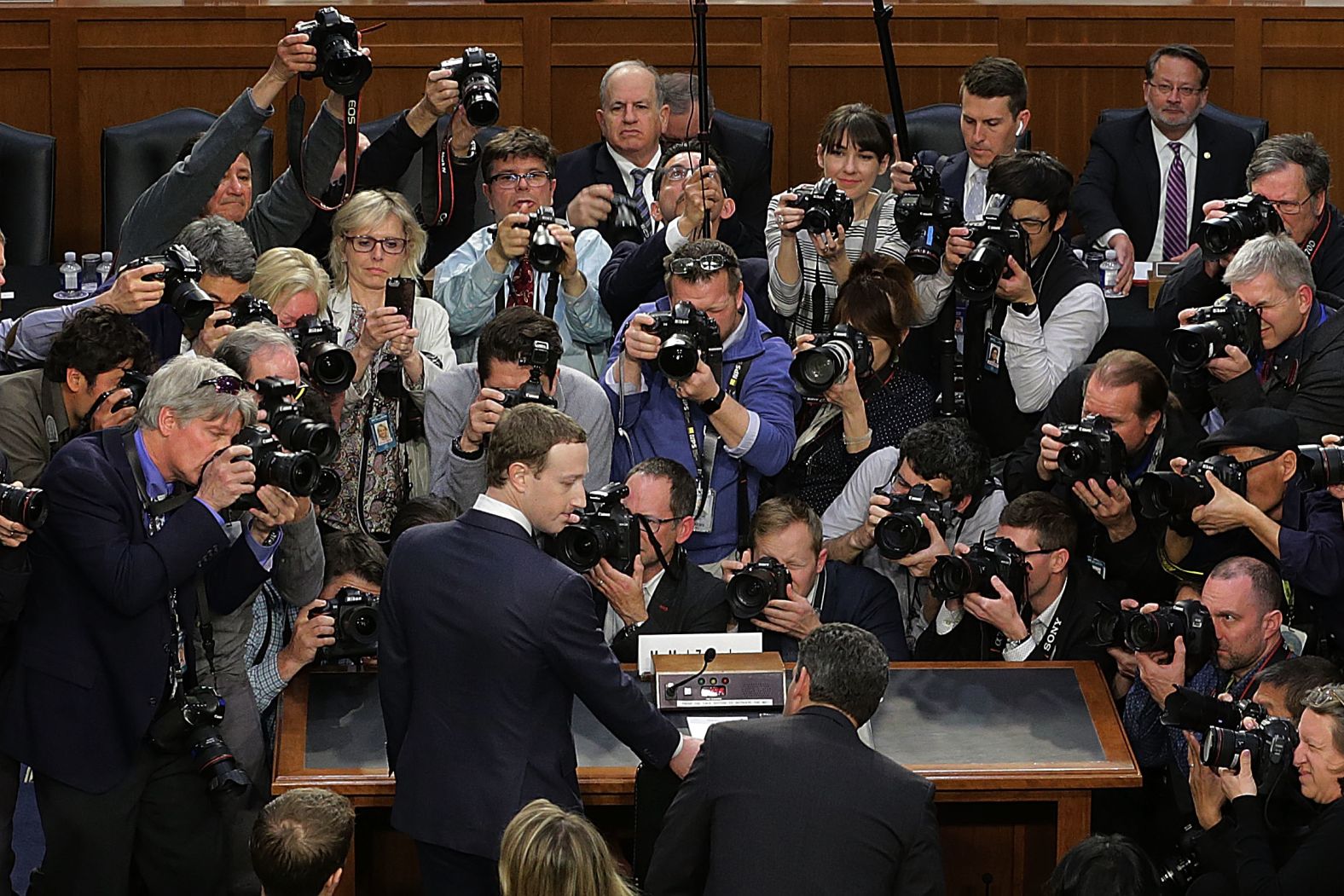 Zuckerberg arrives to testify before a US Senate committee in 2018. Zuckerberg apologized to members of Congress for a <a href="https://money.cnn.com/2018/04/11/technology/mark-zuckerberg-congress/index.html" target="_blank">data scandal that had been engulfing the social network</a>, and he said Facebook could have done more to protect its users' privacy.