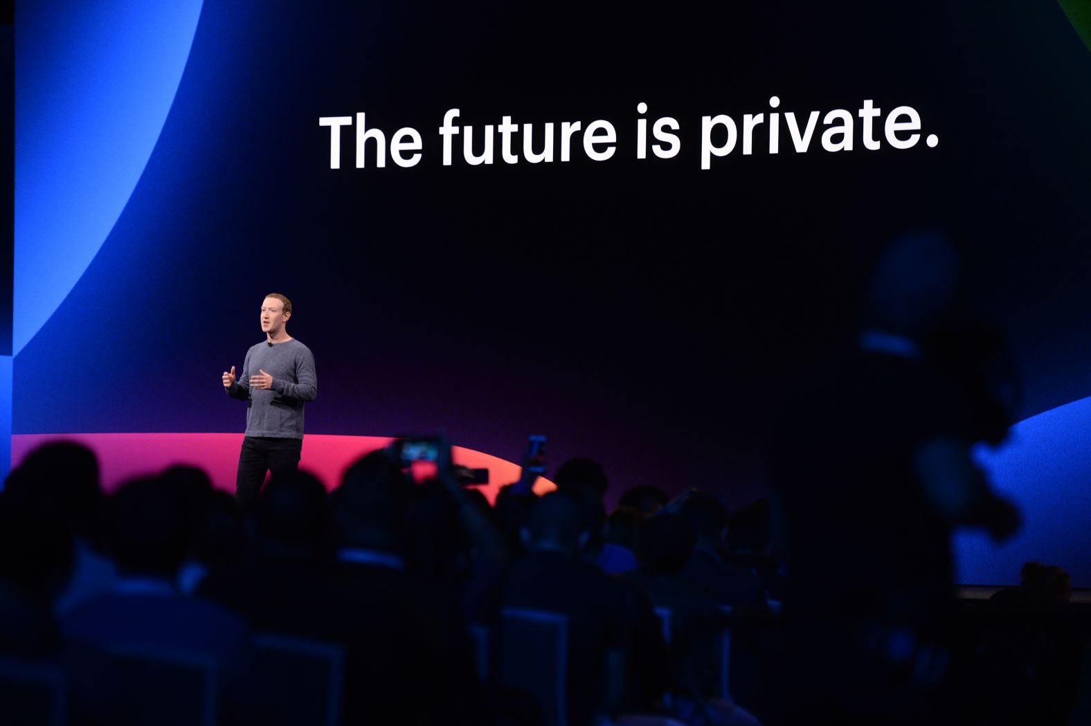 Zuckerberg speaks at the F8 Developer Conference in April 2019.