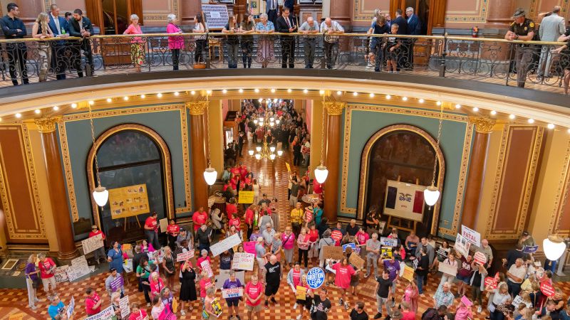 NextImg:Iowa Republicans advance 6-week abortion ban in special session | CNN Politics