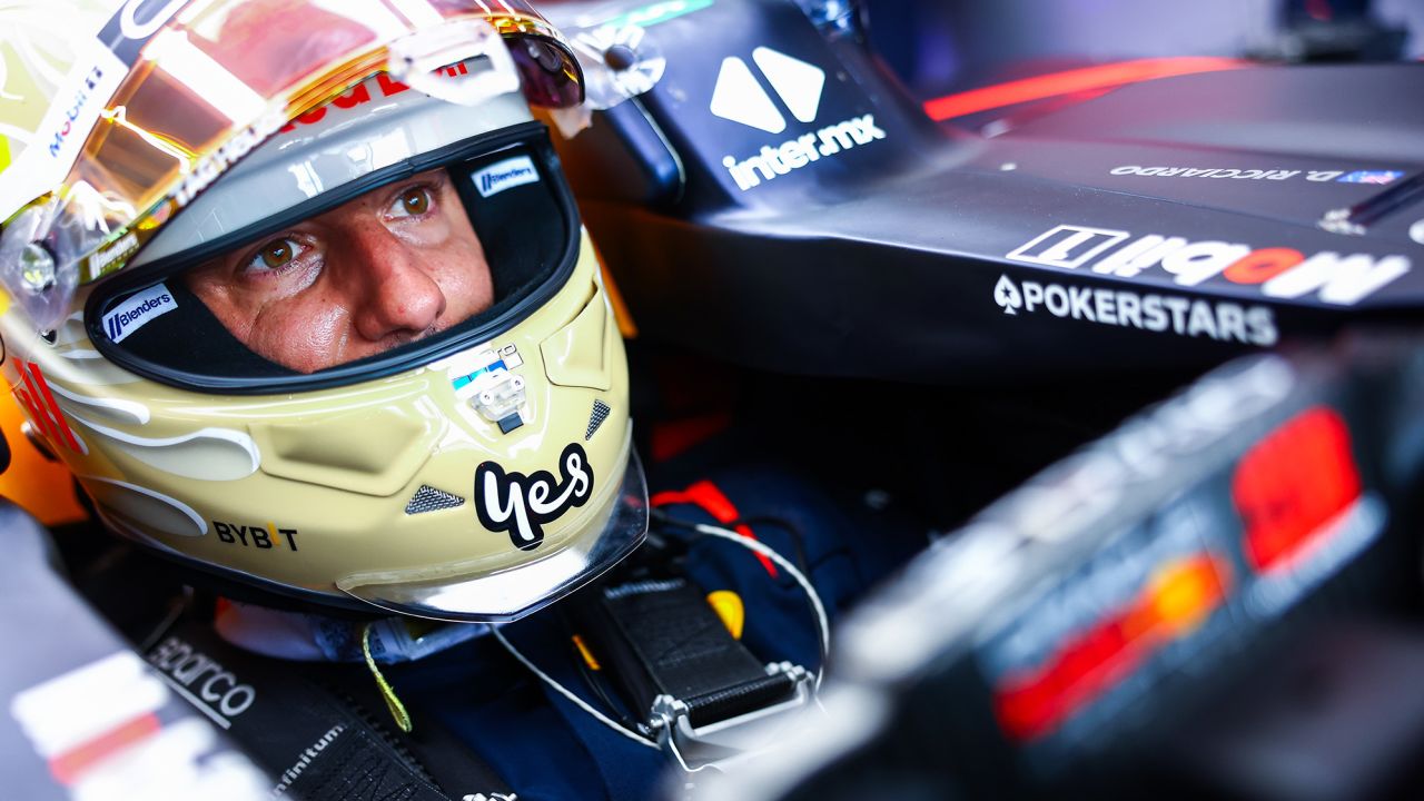NORTHAMPTON, ENGLAND - JULY 11: Daniel Ricciardo of Australia and Oracle Red Bull Racing prepares to drive in the garage during Formula 1 testing at Silverstone Circuit on July 11, 2023 in Northampton, England. (Photo by Mark Thompson/Getty Images)