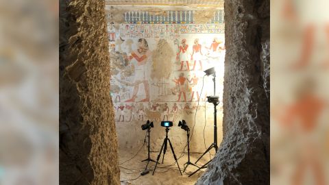 Working set-up for multispectral imaging in the tomb of Paser