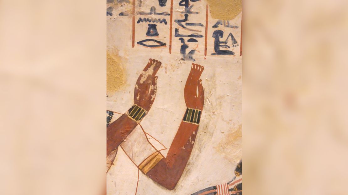 Detailed view of the adoring scene showing Menna in front of Osiris