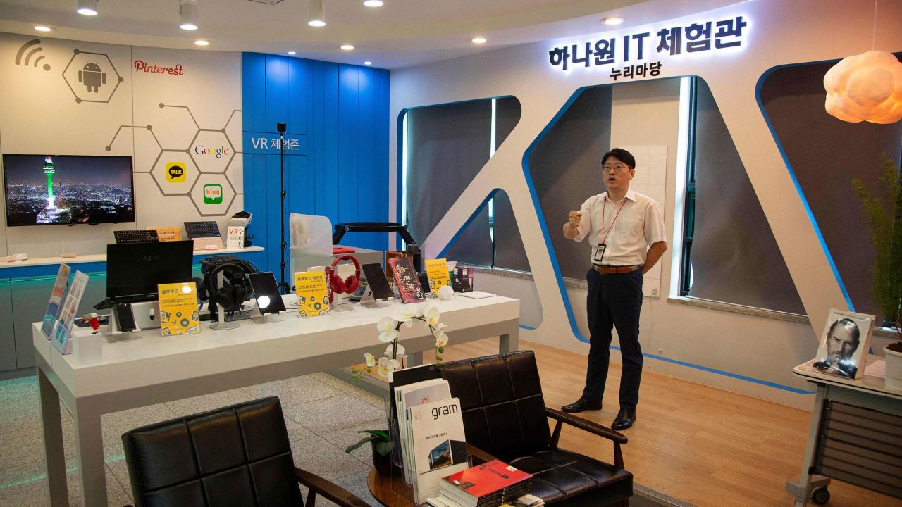 A Hanawon instructor in an IT education center for North Korean defectors on July 10, 2023.