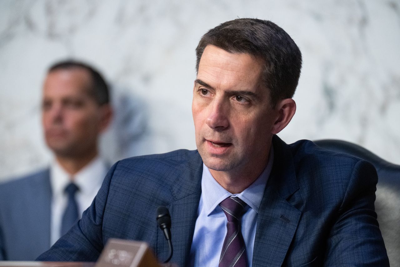 Sen. Tom Cotton, R-Ark., listens during the confirmation hearing for Lieutenant General Timothy Haugh, nominee to be the Director of the National Security Agency, and Michael Casey, nominee to be the Director of the National Counterintelligence and Security Center, in the Senate Intelligence Committee on Wednesday, July 12, 2023.