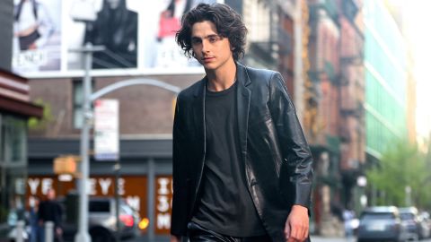 NEW YORK, NY - APRIL 19: Timothee Chalamet is seen on the set of 'Chanel Bleu' commercial on April 19, 2023 in New York City.  (Photo by Jose Perez/Bauer-Griffin/GC Images)