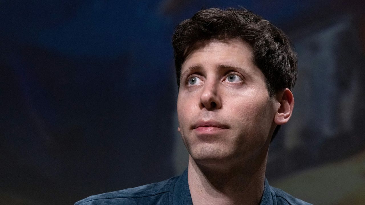 OpenAI CEO Sam Altman addresses a speech during a meeting, at the Station F in Paris on May 26, 2023.