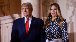 PALM BEACH, FLORIDA - NOVEMBER 15: Former U.S. President Donald Trump and former first lady Melania Trump arrive for an event at his Mar-a-Lago home on November 15, 2022 in Palm Beach, Florida. Trump announced that he was seeking another term in office and officially launched his 2024 presidential campaign.  (Photo by Joe Raedle/Getty Images)