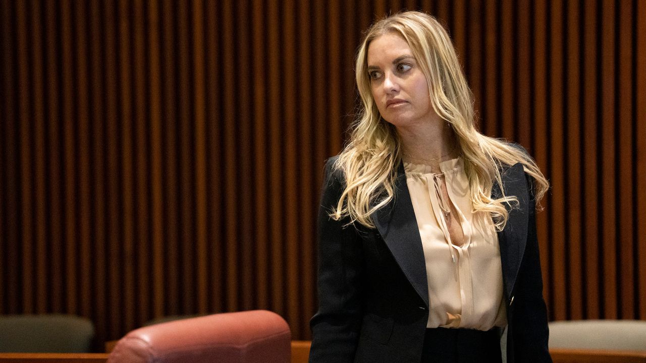 Jul 12, 2023; Columbus, Ohio, United States; Dr. Katherine Roxanne Grawe, known to her online followers and patients as "Dr. Roxy," at the Medical Board hearing to revoke her medical license. The board permanently revoked her license.