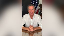 Gavin Newsom appears in a video message to parents.