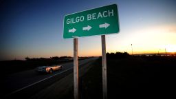 Gilgo Beach, New York: A sign along the west side of Ocean Parkway points to Gilgo Beach on Long Island on May 9, 2011. (Photo by Thomas A. Ferrara/Newsday RM via Getty Images)
