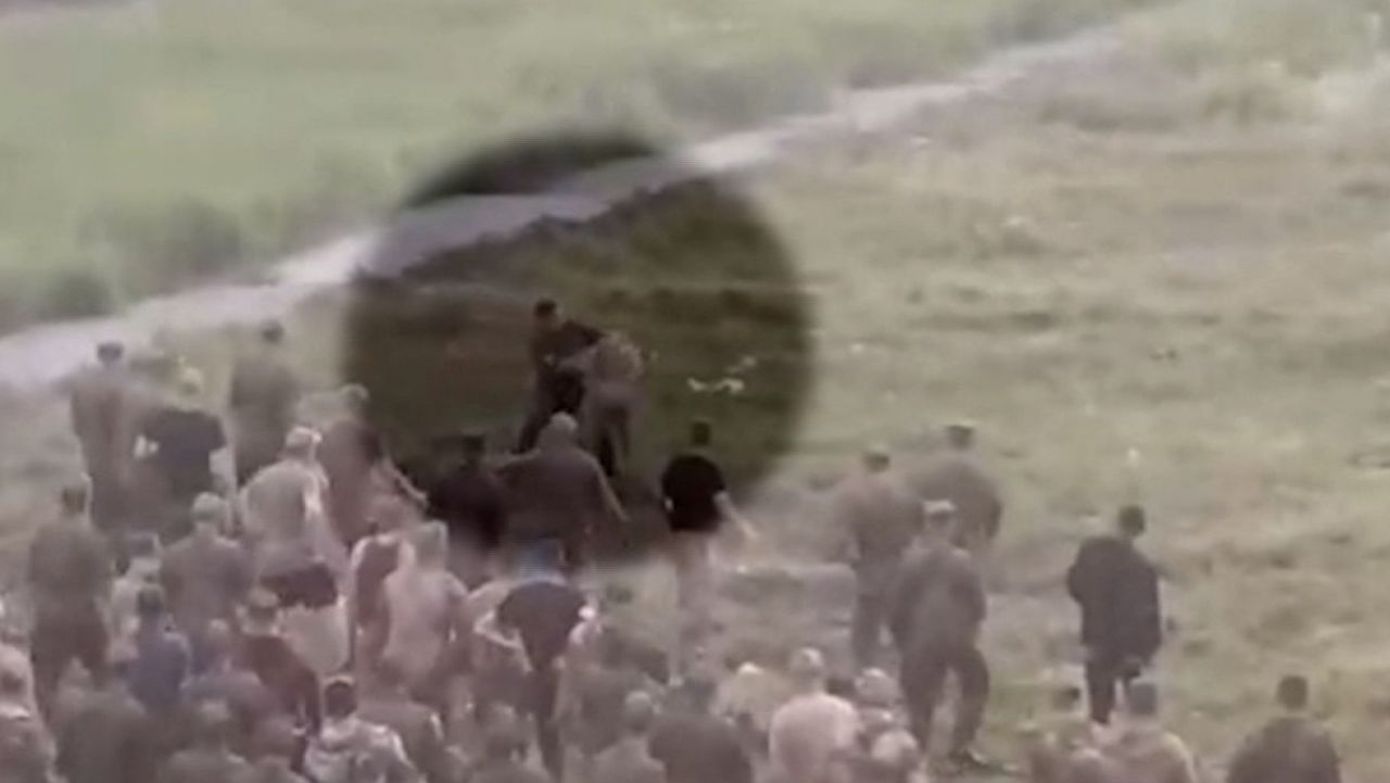 russia military camp brawl