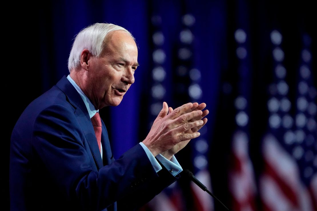 Former Arkansas Gov. Asa Hutchinson delivers remarks at the Faith and Freedom Road to Majority conference at the Washington Hilton on June 23, 2023, in Washington, DC.