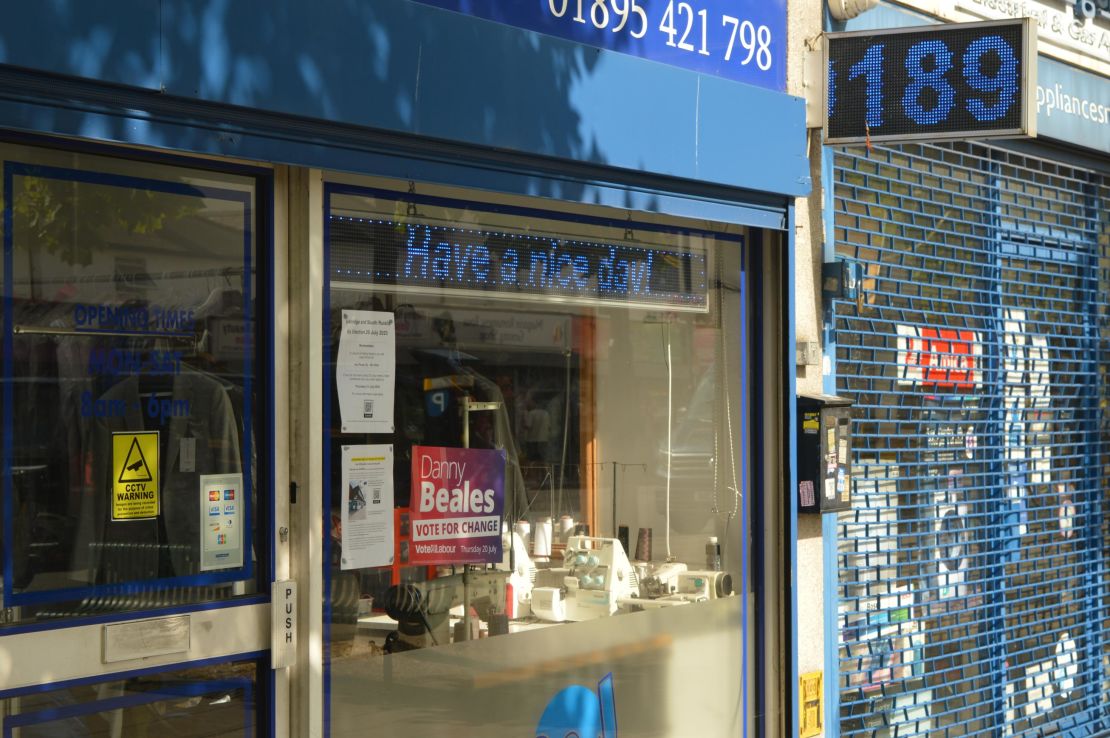 A poster hung by campaigners declares support for Labour's candidate, Danny Beales, from the window of a dry cleaners. Inside, the owner told CNN: "They're all the same ... I don't really know how to vote, to be honest. I'll make a last-minute decision."