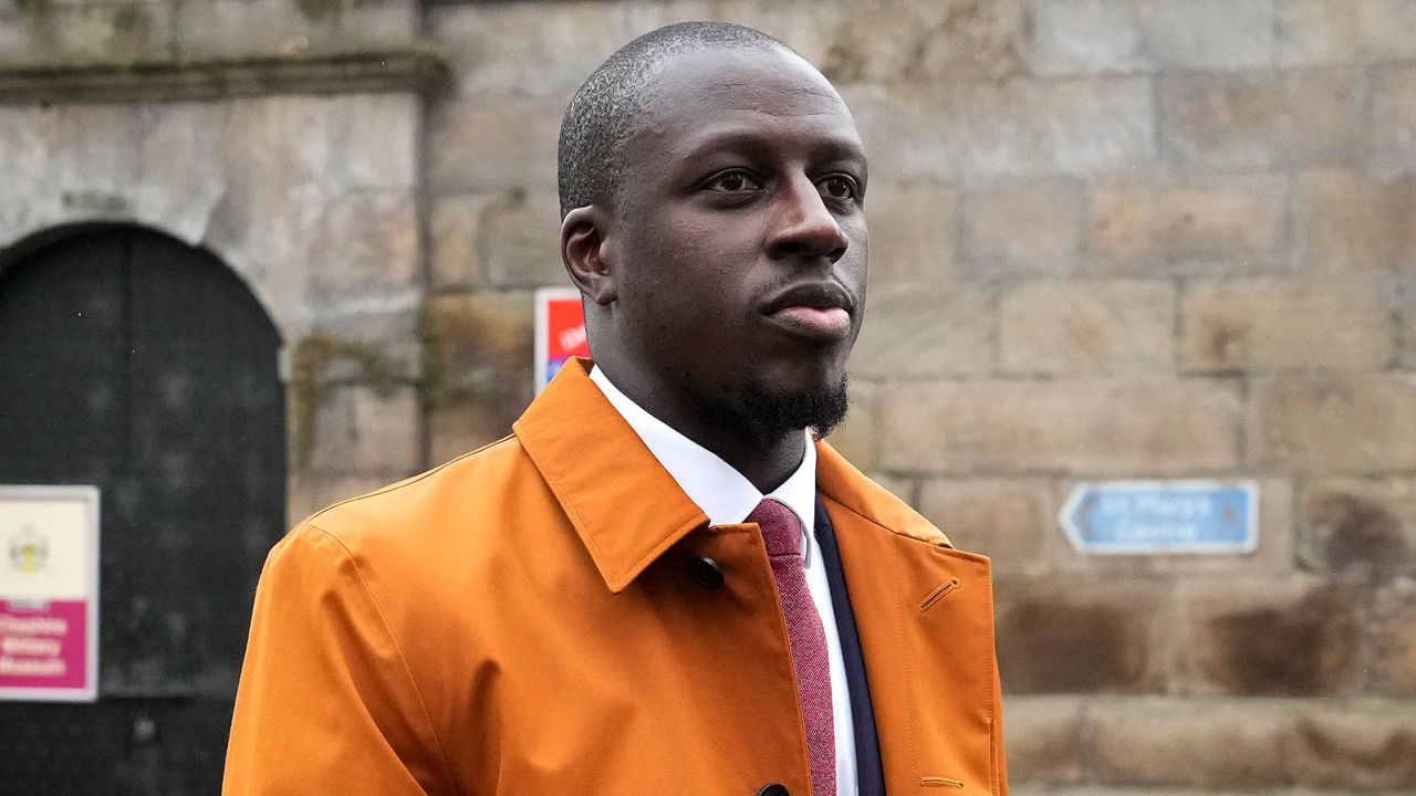 Former Manchester City footballer Benjamin Mendy leaves Chester Crown Court after being found not guilty on July 14, 2023 in Chester, England. 