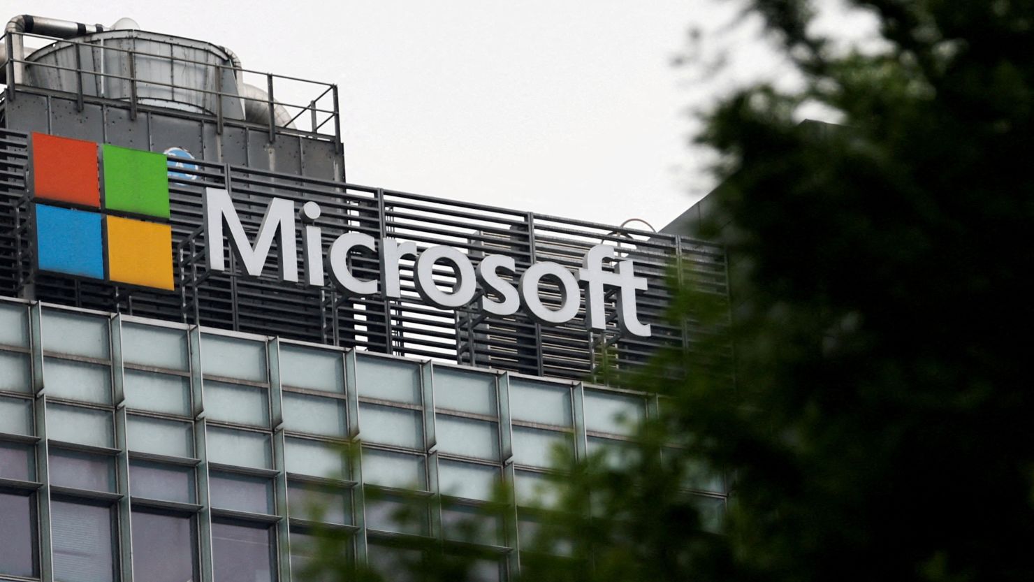 Logo of Microsoft is pictured on its office building in Beijing, China May 25, 2023.