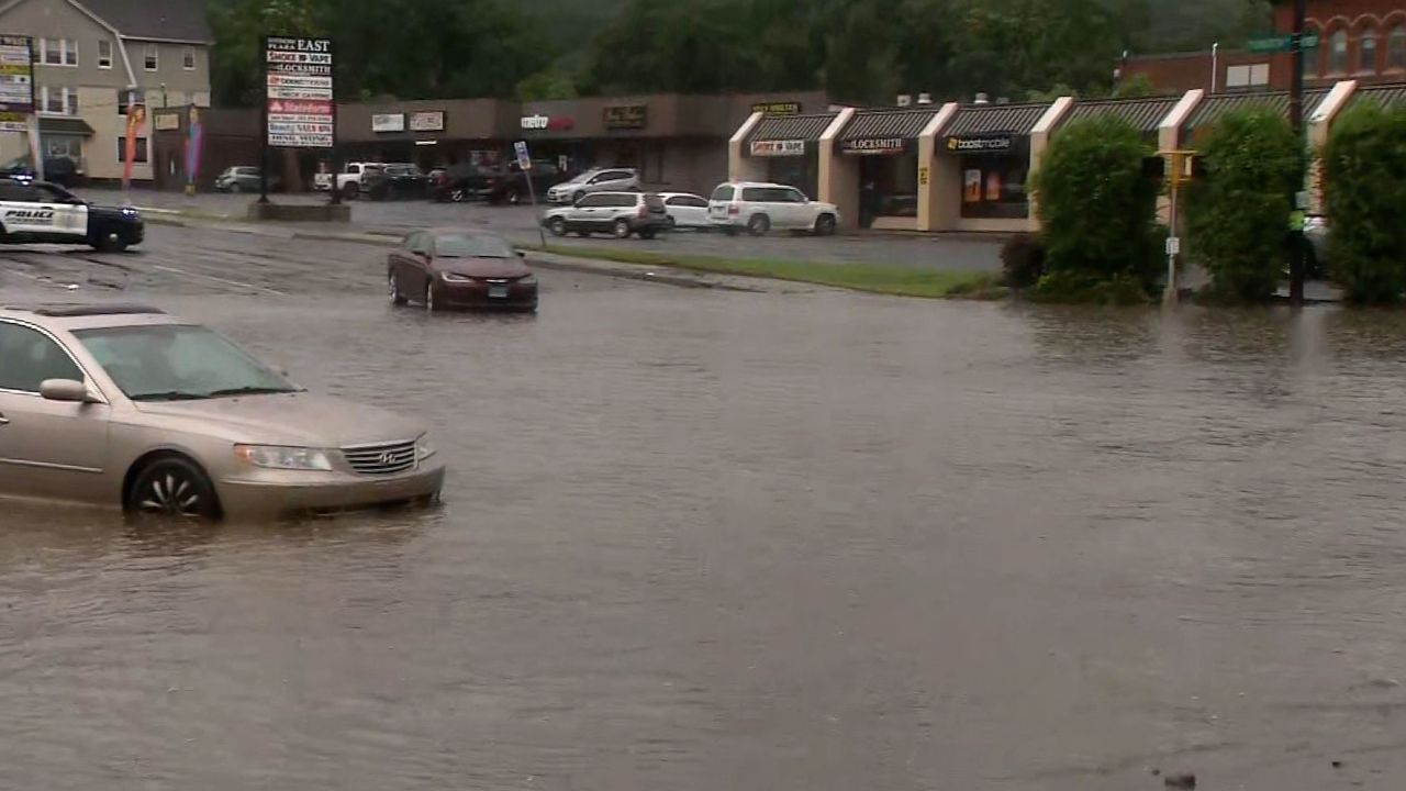 Flooding in Waterbury, Connecticut, on Sunday.