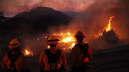 Firefighters monitor and set a controled burn as the Rabbit Fire scorched over 7,500 acres in Moreno Valley, Riverside County, California on July 15, 2023. Brutally high temperatures threatened tens of millions of Americans July 15, as numerous cities braced to break records under a relentless heat dome that has baked parts of the country all week.
The National Weather Service warned of an "extremely hot and dangerous weekend," with daytime highs reaching up to 116 Fahrenheit (47 degres celsius). (Photo by DAVID SWANSON / AFP) (Photo by DAVID SWANSON/AFP via Getty Images)