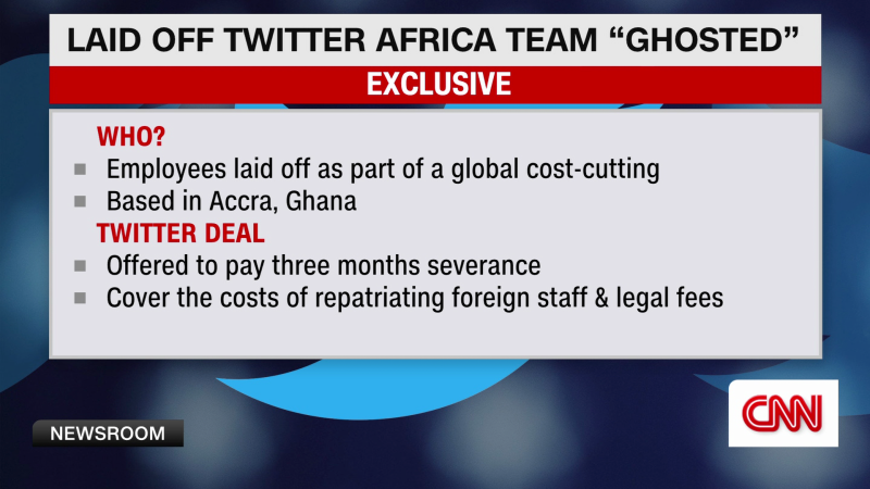 Exclusive: Laid-off Twitter employees in Ghana say they’ve been “ghosted” without severance pay and benefits | CNN