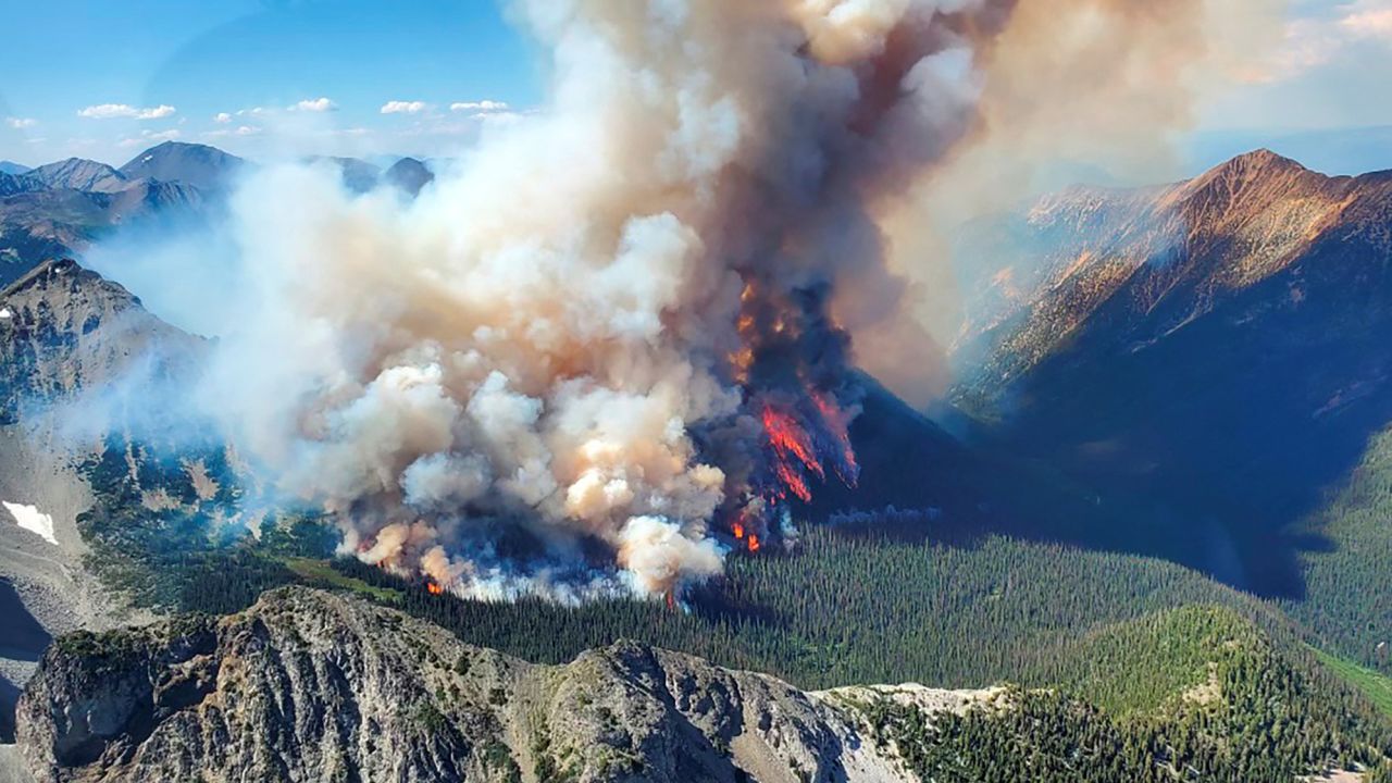 Smoke rises from the Texas Creek wildfire in British Columbia earlier this month. 