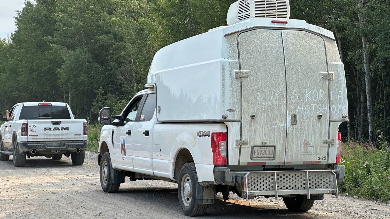 Van carries South Korean firefighters who are joining the effort to tame the wildfires.