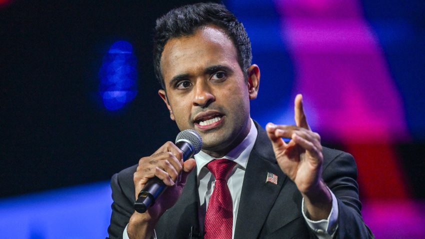 Vivek Ramaswamy, 2024 Republican presidential hopeful, speaks at the Turning Point Action USA conference in West Palm Beach, Florida, on July 15, 2023. (Photo by GIORGIO VIERA / AFP) (Photo by GIORGIO VIERA/AFP via Getty Images)