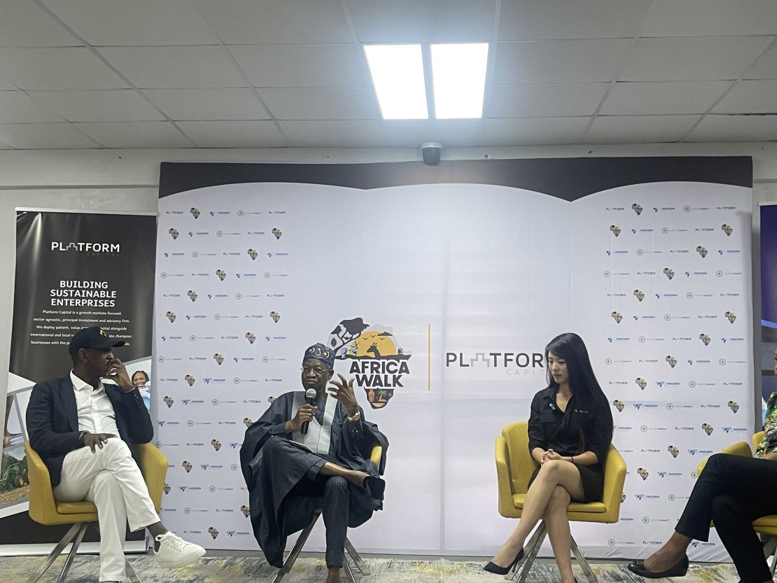 Akintoye Akindele, Founder of Platform Capital, pictured at an investment fair alongside former Nigerian Information Minister Lai Mohammed, and Renee Yao, Global Healthcare AI Startups Lead at Nvidia, during last year's Africa Walk.