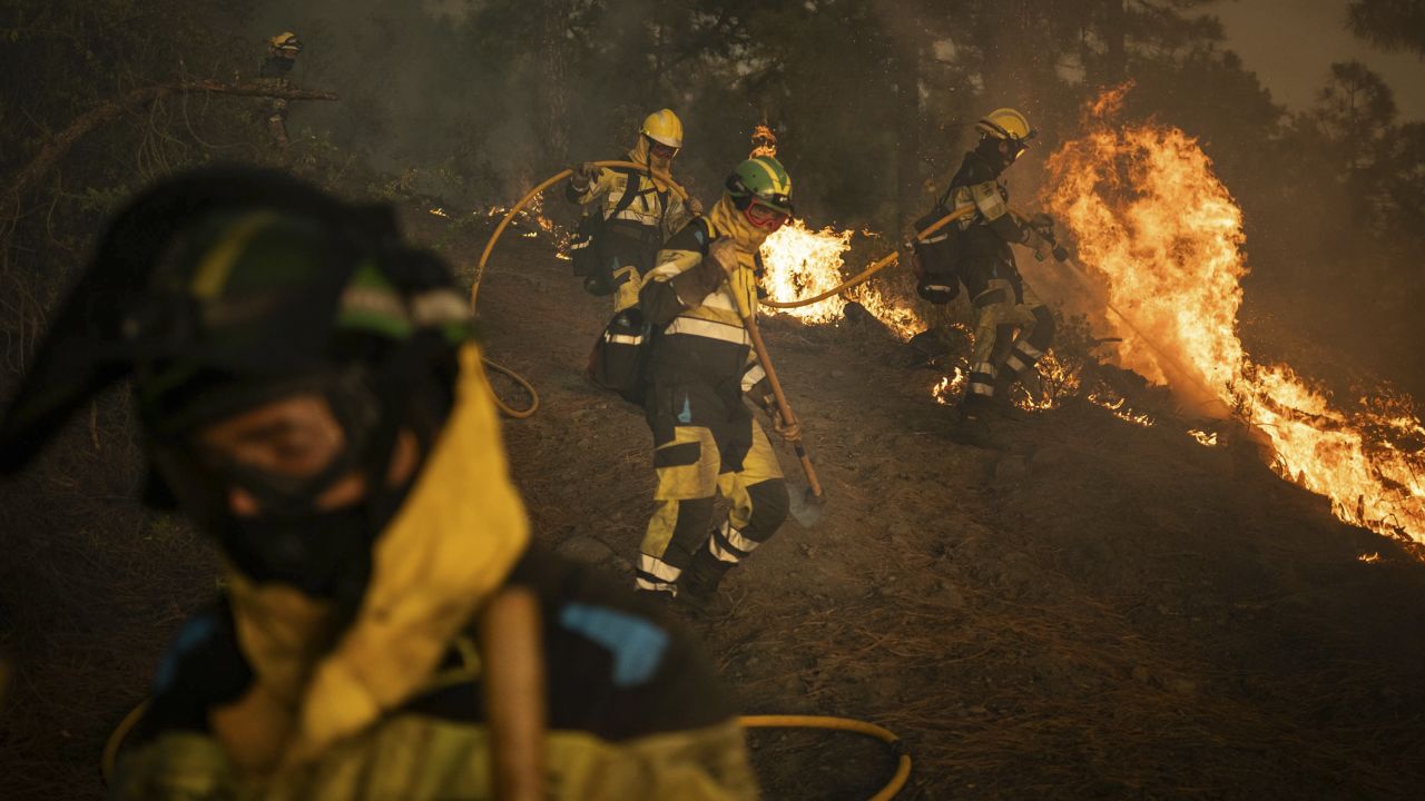 A forest fire in La Palma, Canary Islands, Spain on July 16, 2023. 