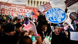 Abortion-rights supporters stage a counter protest during the 50th annual March for Life rally on the National Mall on January 20, 2023 in Washington, DC. Anti-abortion activists attended the annual march to mark the first to occur in a "post-Roe nation" since the Supreme Court's Dobbs vs Jackson Women's Health ruling which overturned 50 years of federal protections for abortion healthcare.