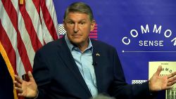 Sen. Joe Manchin speaks during the No Labels "Common Sense" town hall at St. Anselm College in Goffstown, New Hampshire, on Monday, July 17