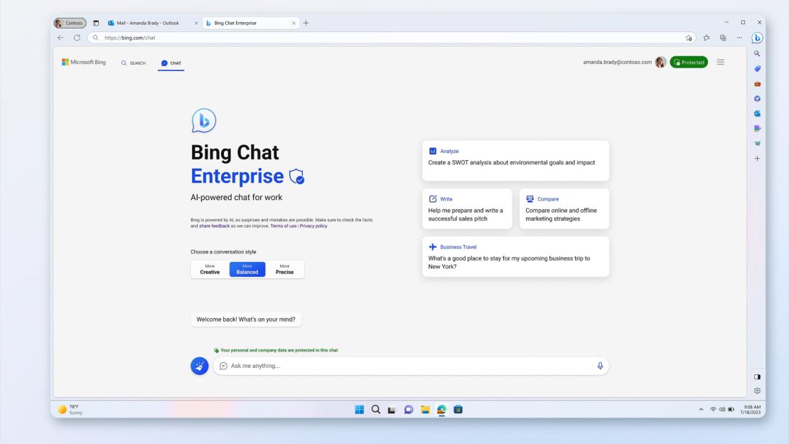 Microsoft, which uses OpenAI's technology to power its Bing chat, said workers can now have "complete confidence" their data "won't be leaked" outside of the company.