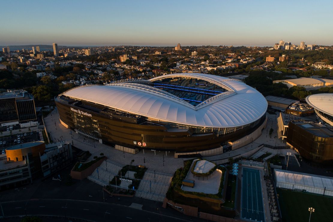SYDNEY - APRIL 28: An aerial view of Sydney Football Stadium on April 28, 2023 in Sydney, Australia. The stadium will be a venue hosting matches during the 2023 FIFA World Cup held in Australia & New Zealand commencing on July 20th, with the final being played on August 20th. (Photo by Cameron Spencer/Getty Images)