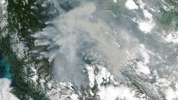 From NASA Earth Observatory: Photo dated July 12, 2023. In July 2023, a combination of unusual heat, dry lightning, and drought fueled major outbreaks of fire in Canada. According to the Canadian Interagency Forest Fire Center (CIFFC), nearly 600 out-of-control fires burned throughout the country on July 13, with about half of these raging in British Columbia or Alberta.