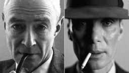 J. Robert Oppenheimer (left) is played by Cillian Murphy (right) in the new biopic directed by Christopher Nolan.