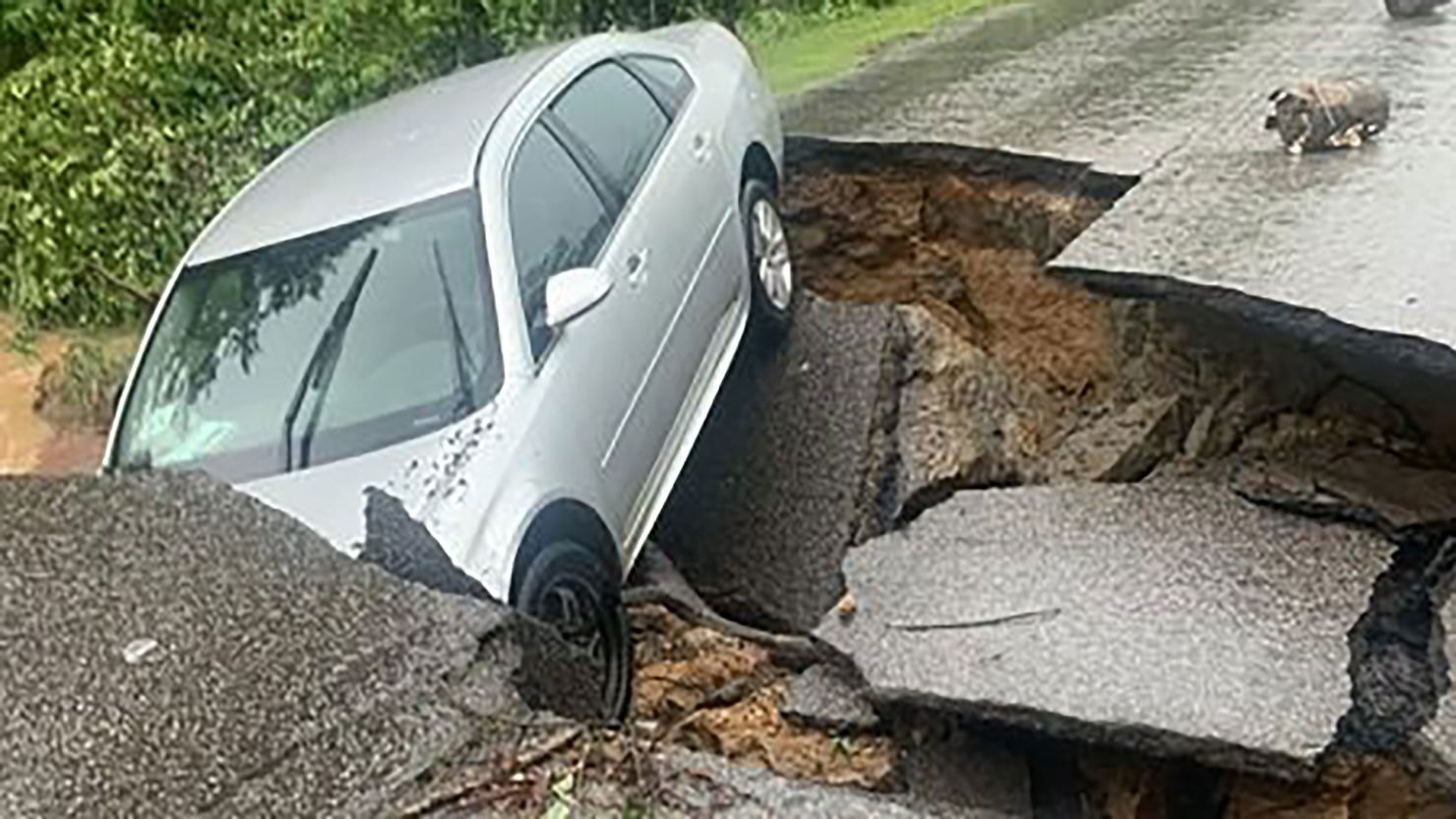 This road in Graves County, Kentucky, was washed out by Wednesday's flooding, the sheriff's office said.