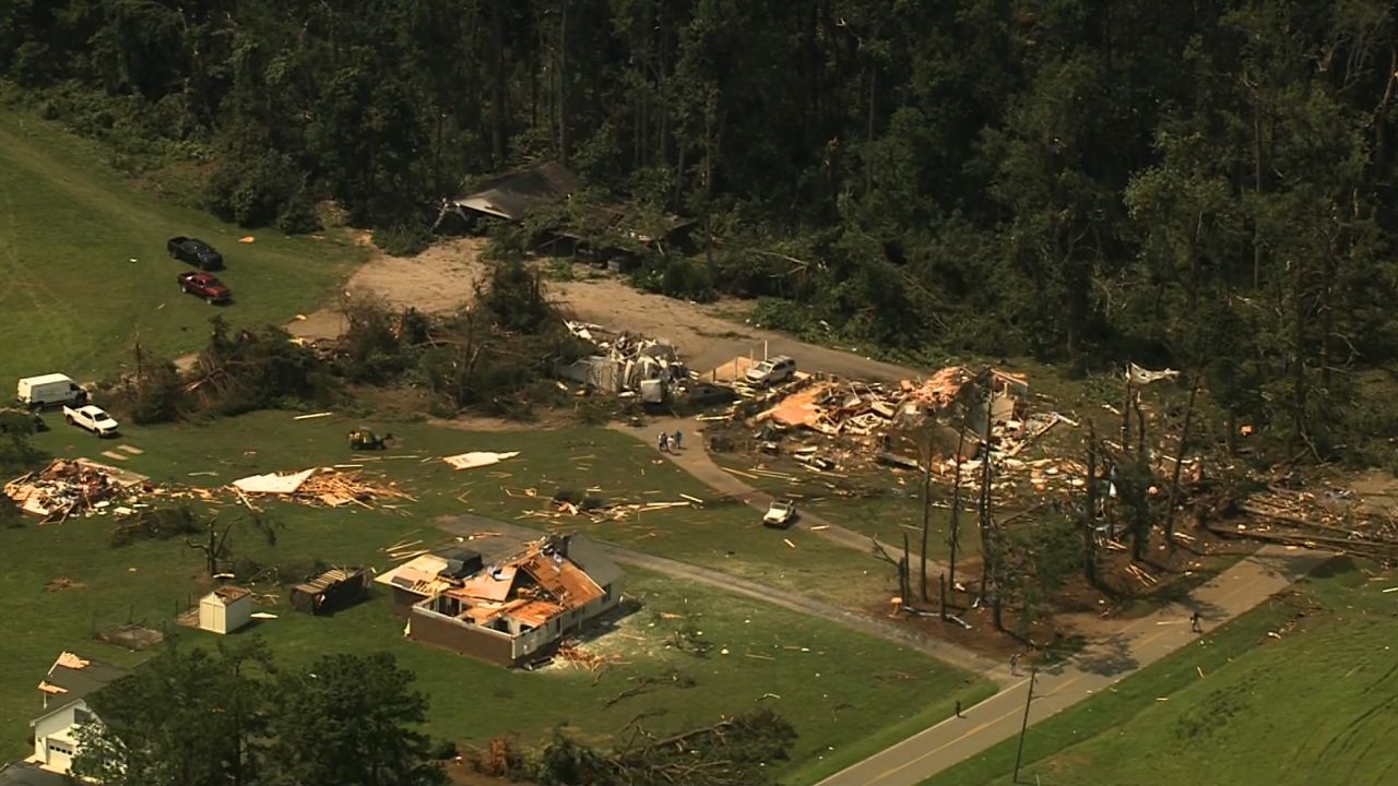 Storm damage is seen in Nash County, North Carolina, on Wednesday.