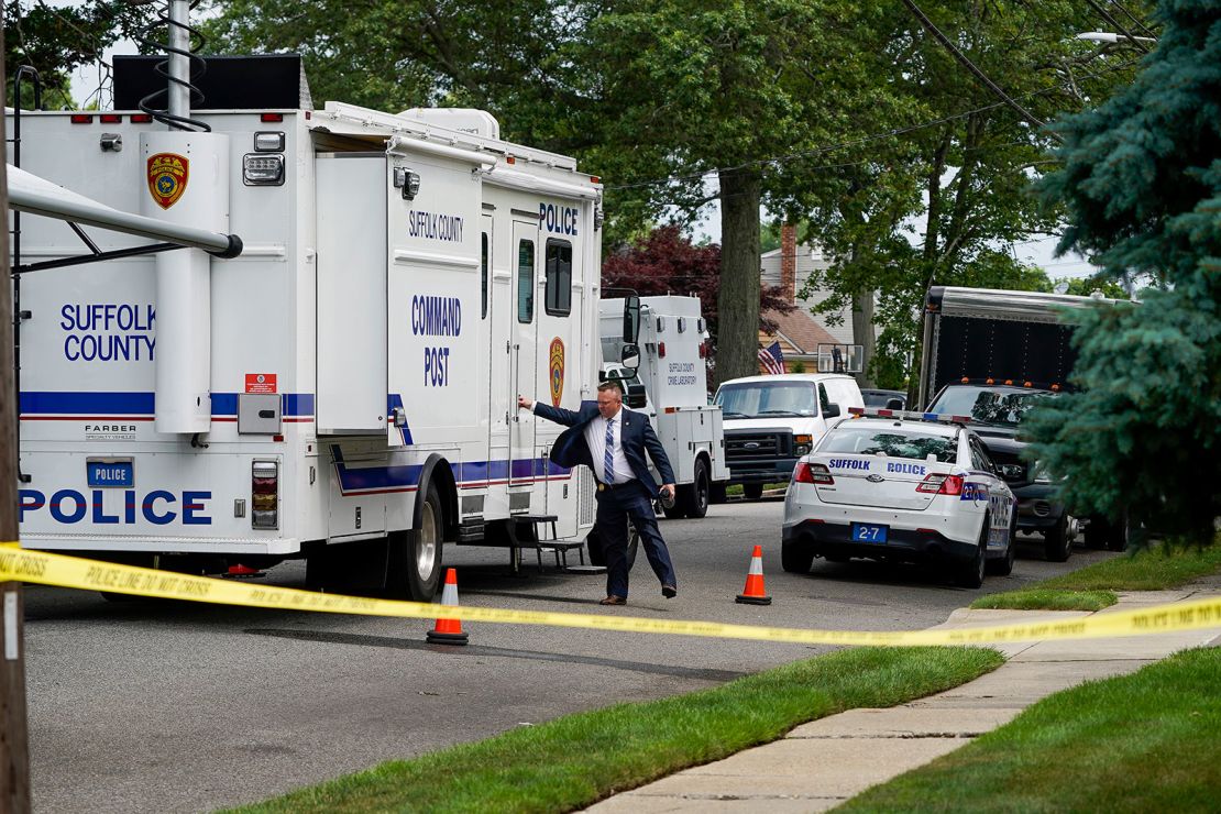 Authorities search Heuermann's home on July 18, 2023, in Massapequa Park, New York.