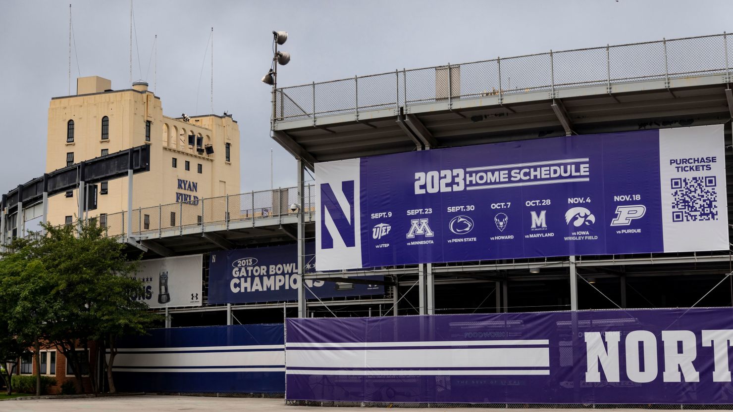 An empty Ryan Field, the home of Northwestern University's football team, on July 11, 2023.