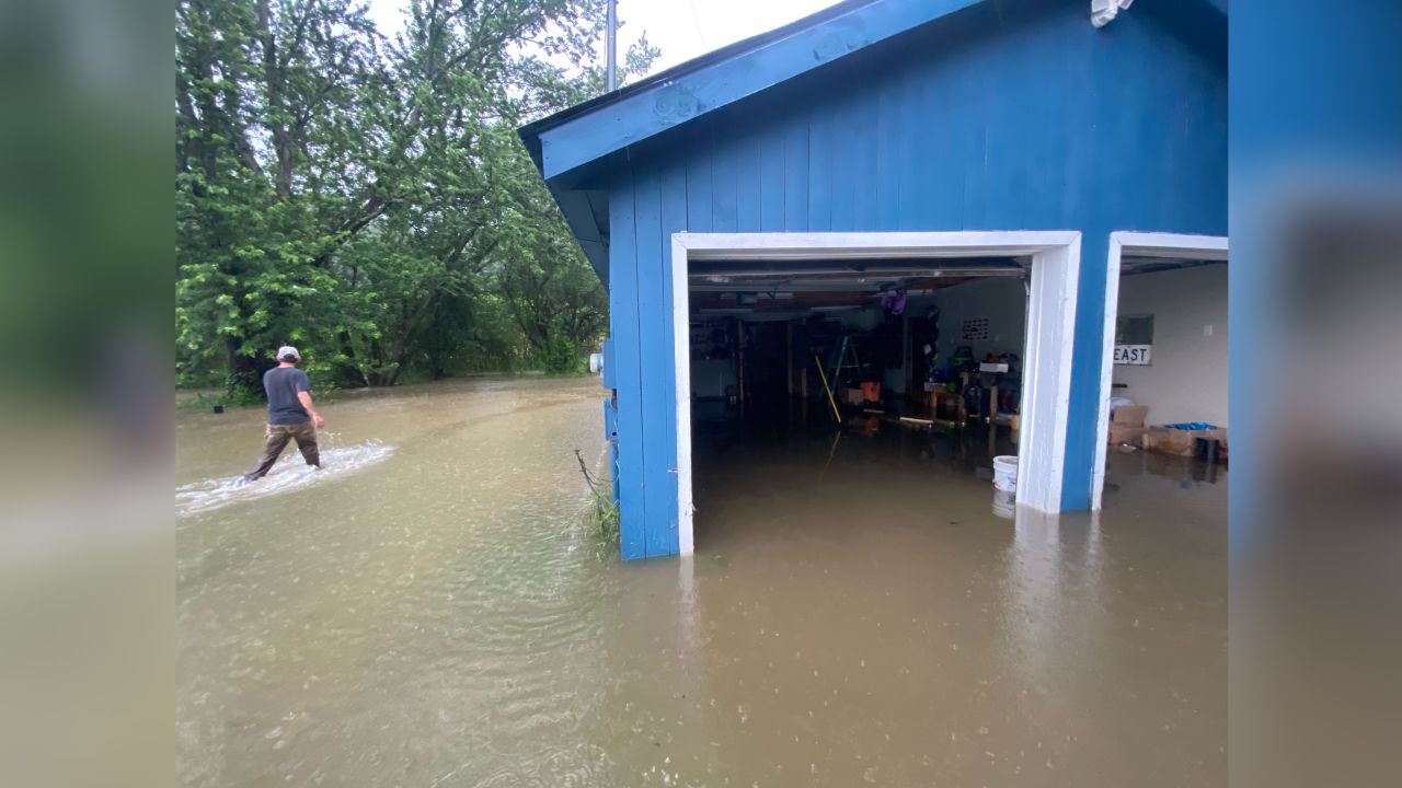 The couple's garage was also flooded during the storm.