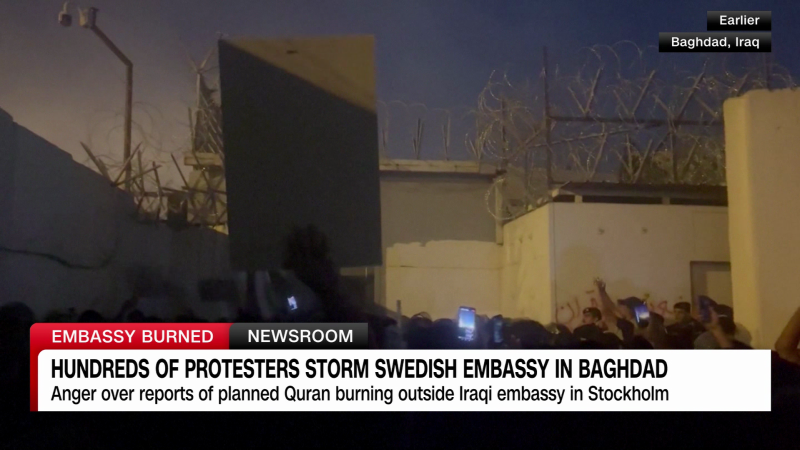 Iraqi protesters storm Swedish embassy in Baghdad  | CNN