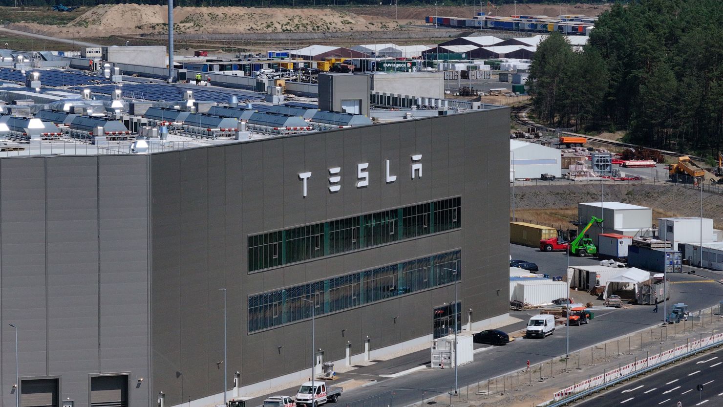 The Tesla factory in Grünheide, Germany, pictured on July 17, 2023