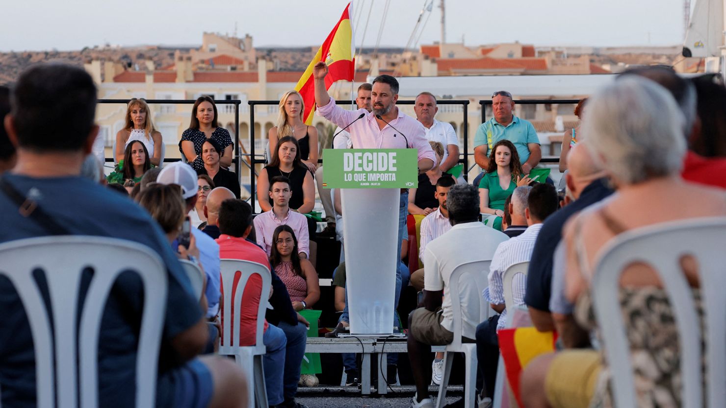 Vox party leader Santiago Abascal speaks at a campaign event on July 6.
